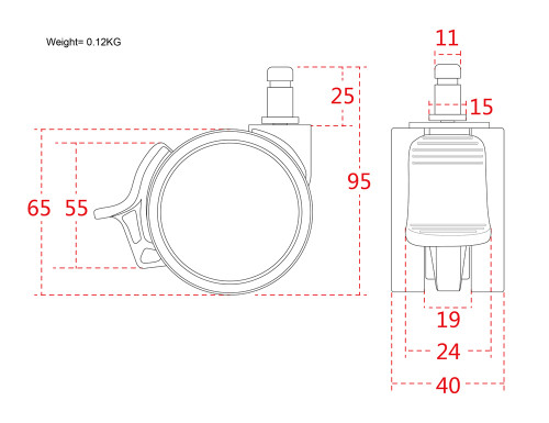 Gaming Locked Casters (Black)
